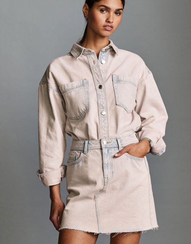NEXT - Denim Raw Hem Mini Skirt