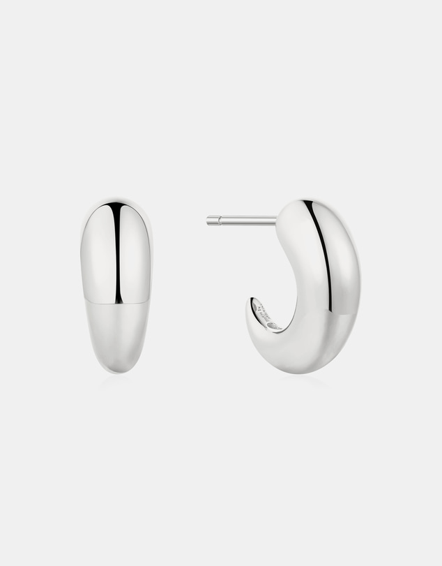Ania Haie - Silver Dome Stud Hoop Earrings
