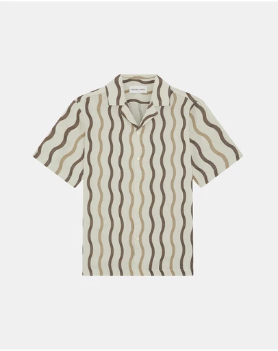 Frescobol Carioca - Roberto SS Linen Shirt Cabana Pin Stripe Print