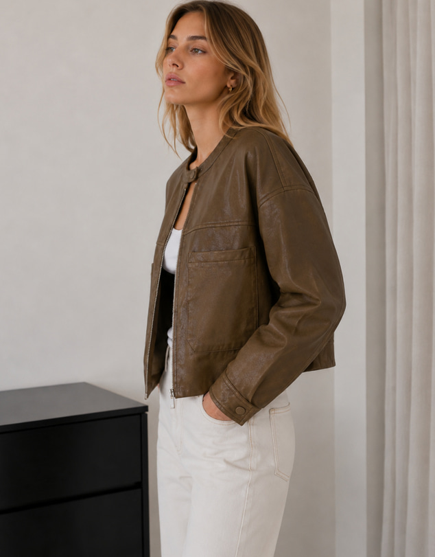 KAJA Clothing - Sage Leather Jacket