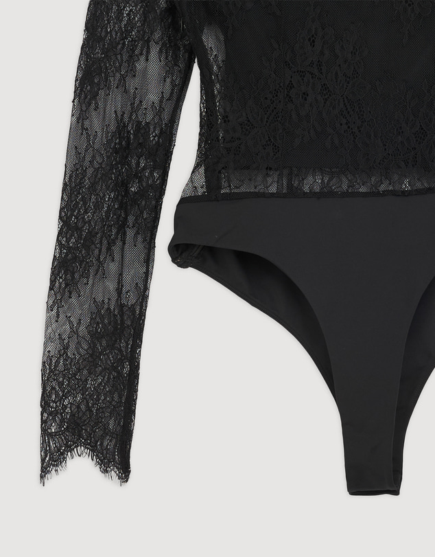 Revibe - Repaired Shona Joy Lambent Lace Long Sleeve Bodysuit - AU 10