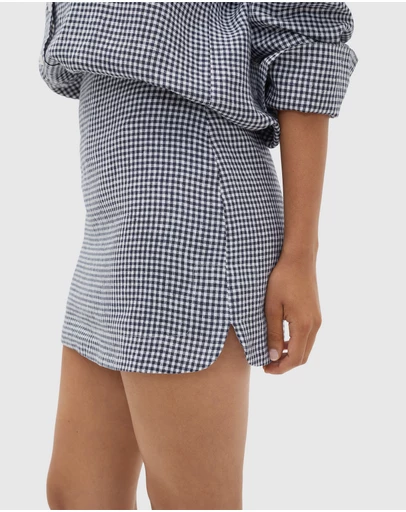 Seed Heritage - Linen Gingham Mini Skirt