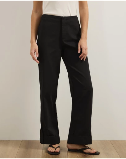 Atmos&Here - Pia Cotton Cuff Hem Detail Pants
