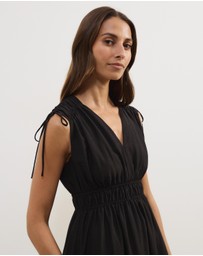 Atmos&Here - Luna Linen Blend Sleeveless Gathered Maxi Dress