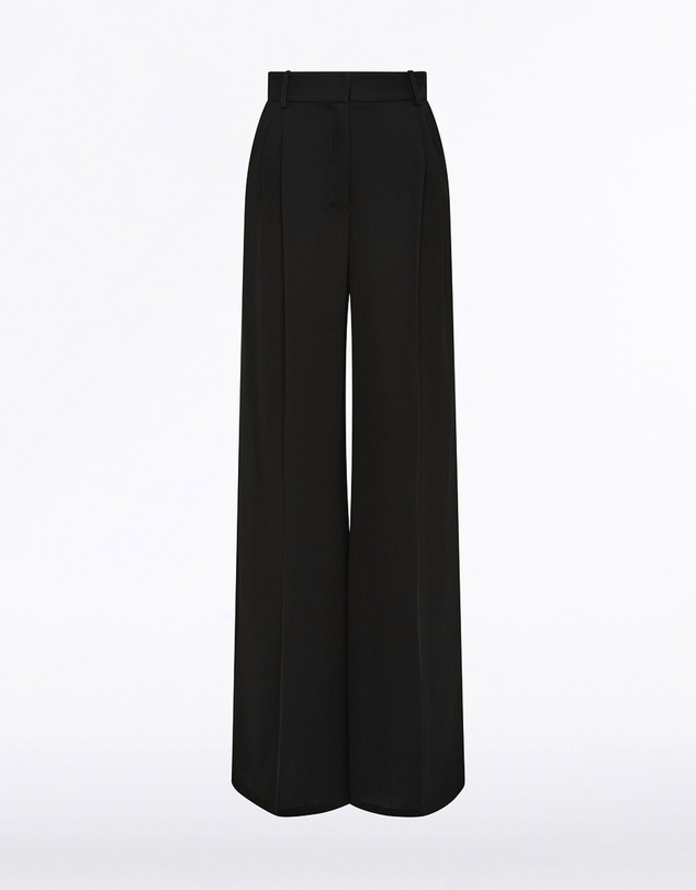 Carla Zampatti - Black Crepe Wide Leg Pleated Pant