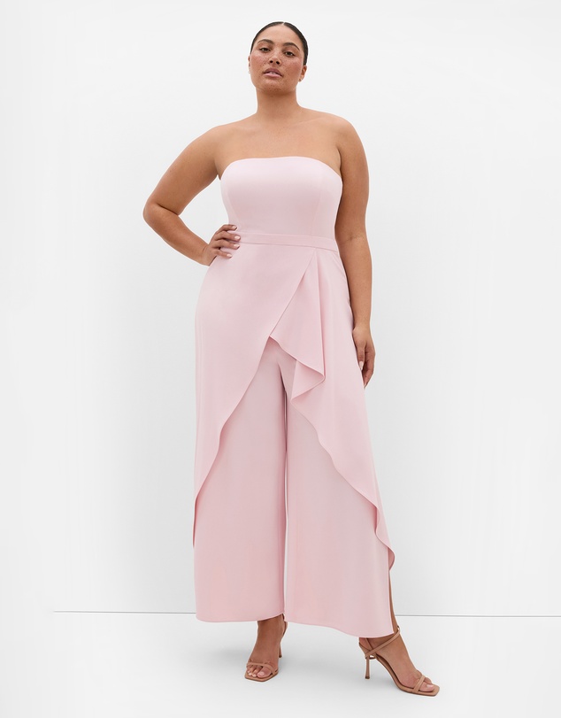 City Chic - Plus size Attract Strapless Jumpsuit - heavenly pink