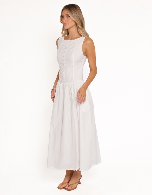 Petal & Pup - Evie Button Front Maxi Dress - White