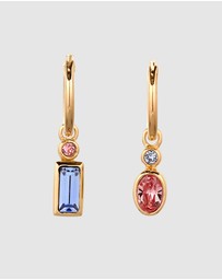 Elli Jewelry - Earrings Hoops Crystal Oval 925 Sterling Silver Gold-Plated