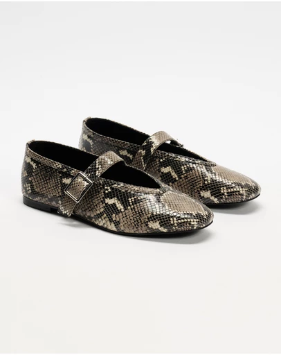 Atmos&Here - Riley Snakeskin Leather Ballet Flats