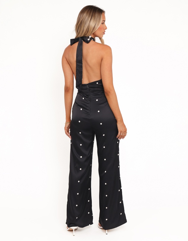 Petal & Pup - Bentley Halterneck Jumpsuit - Black Polka Dot