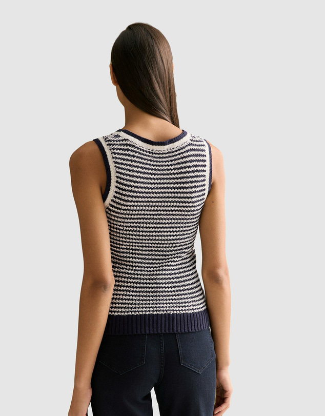 Trenery - Mercerised Cotton Knit Stitch Detail Tank