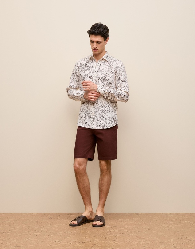 Trenery - Stretch Cotton Dobby Longline Short in Deep Red