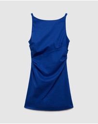 M.N.G - Linen Cotton Blend Draped Dress