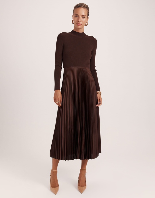 SABA - Vicky Long Sleeve Mixed Media Dress