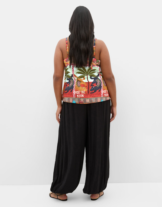 City Chic - Plus size Capri Paradise Print Cami - terracotta
