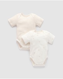 Purebaby - 2 Pack Short Sleeve Bodysuit - Babies
