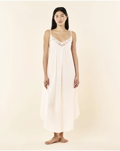 Papinelle - Swiss Dot Lace Front Maxi Nightie