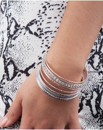 Lovisa - Silver Cup Chain Glitter Multi Bangle