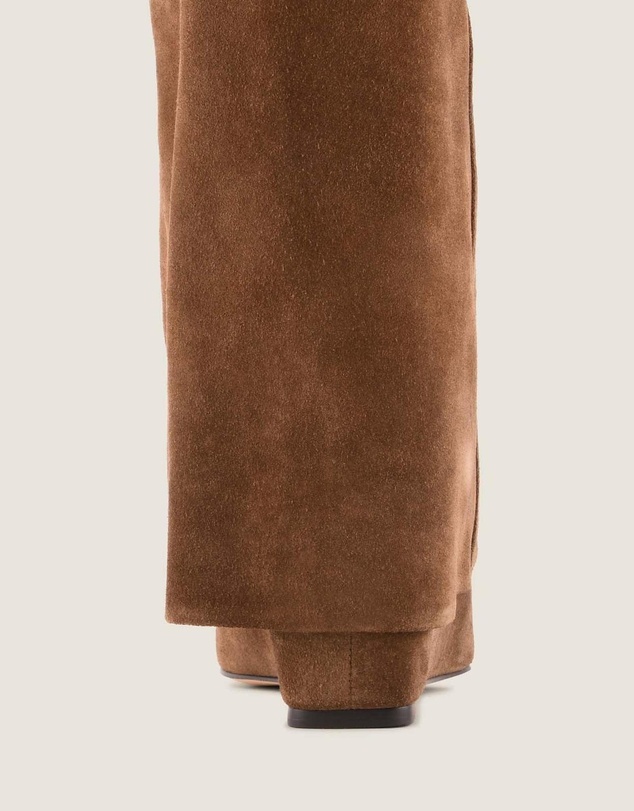 Shelly Shen - Tatum Heel Long Boots Chestnut Suede