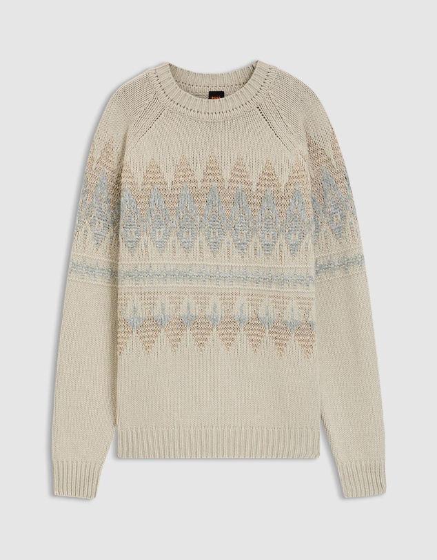 BOSS - Relaxed-Fit Sweater With Knitted Pattern