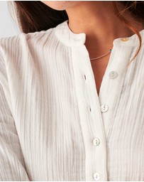 Faherty - Dream Organic Cotton Gauze Collarless Shirt
