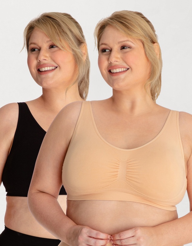 Ava & Audrey  - Underbliss by Ava & Audrey Seamless Bamboo Blend Comfort Wire-Free Bra 2 Pack
