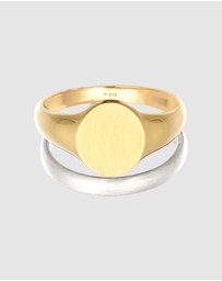 Kuzzoi - ICONIC EXCLUSIVE - Ring Men Set Signet Ring Modern in 925 Sterling Silver Bicolor