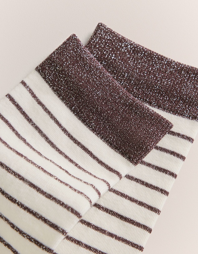 Trenery - Metallic Stripe Sock in Dark Plum