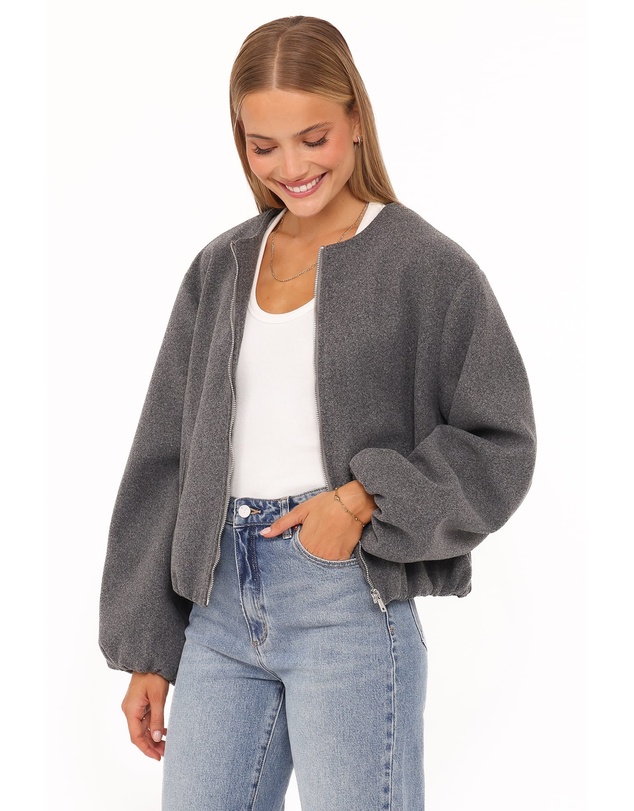 Petal & Pup - Elisa Cropped Bomber - Heather Grey