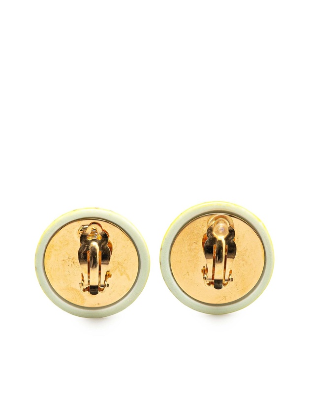 Pre-Loved by Azura Reborn - Pre-Loved Gold Plated and Resin CC Round Clip On Earrings