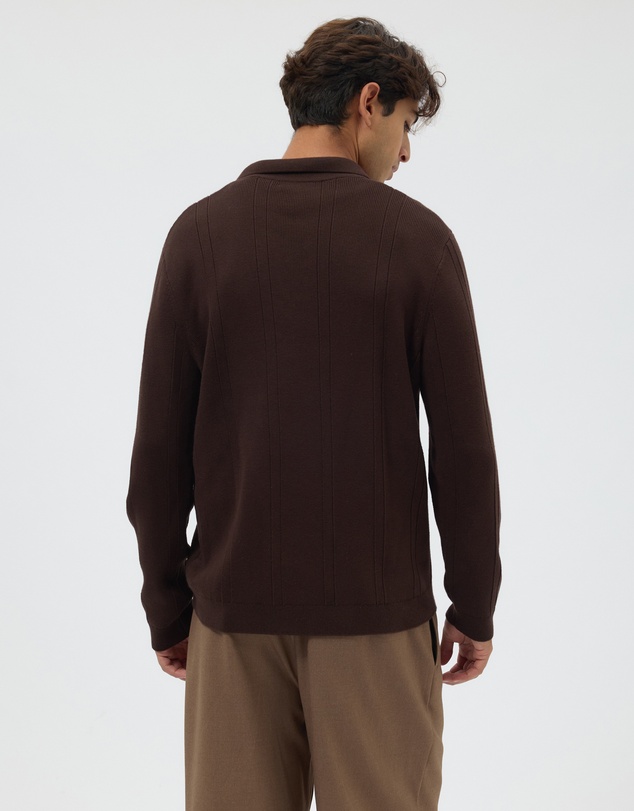AERE - Textured Long Sleeve Polo