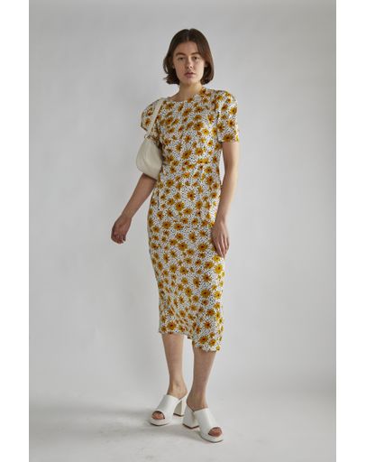 YELLOW FLORAL BLACK DOT