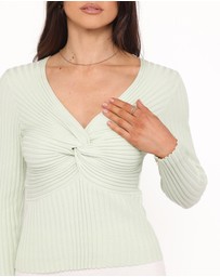 Petal & Pup - Demi Twist Detail Knit Top - Sage