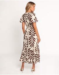 Petal & Pup - Steele Puff Sleeve Midi Dress - Brown Palm