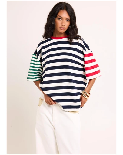 Subtitled - Fitzroy Stripes Oversized Short Sleeve T-Shirt