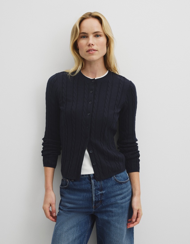 Country Road - Organically Grown Cotton Blend Cable Knit Cardigan