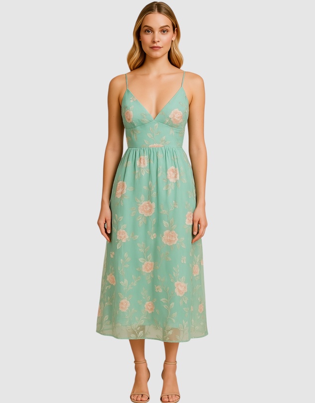 Romance by Honey and Beau - Lou V Neck Midi Dress
