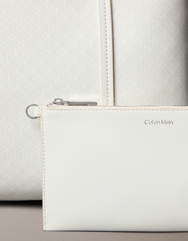 Calvin Klein - Allover Monogram Logo Small Tote Bag with Pouch