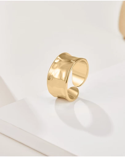 Mestige - 18K Gold Plated Valencia Hammered Ring