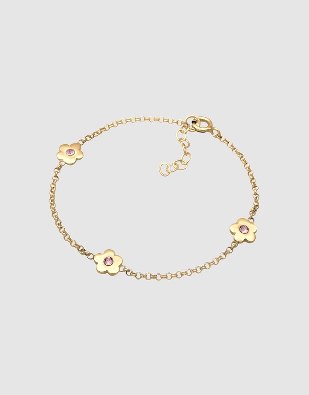 Elli Jewelry - Floral Kids Bracelet in Gold-Plated 925 Silver