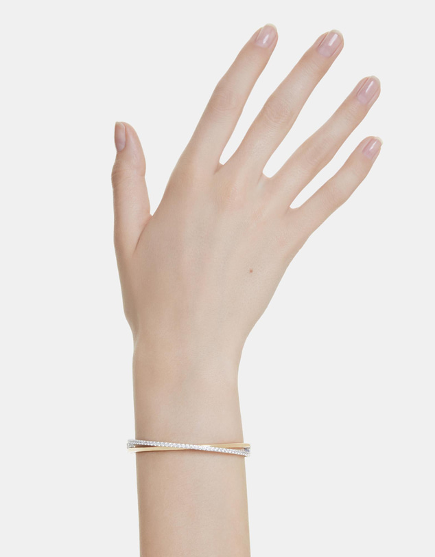 Swarovski - Hyperbola bangle, Round cut, White, Mixed metal finish