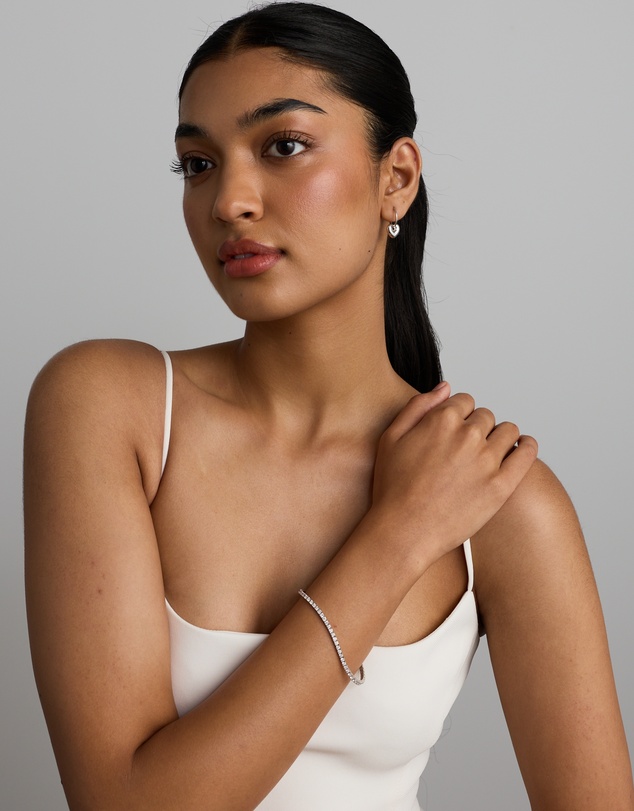 Michael Hill - Heart Charm Sleeper Earrings in Sterling Silver