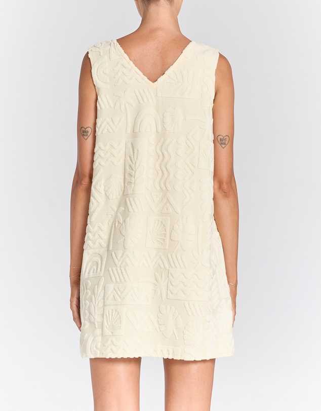 Poolside Paradiso - Mai Tai V Tunic Towelling Dress - Pearl