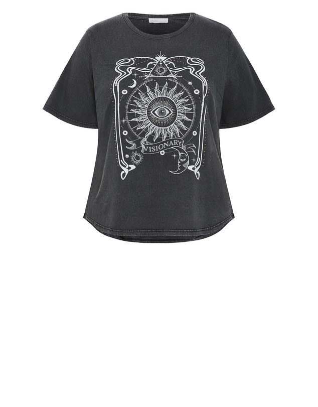 City Chic - Plus size Lola Cotton Tee - black