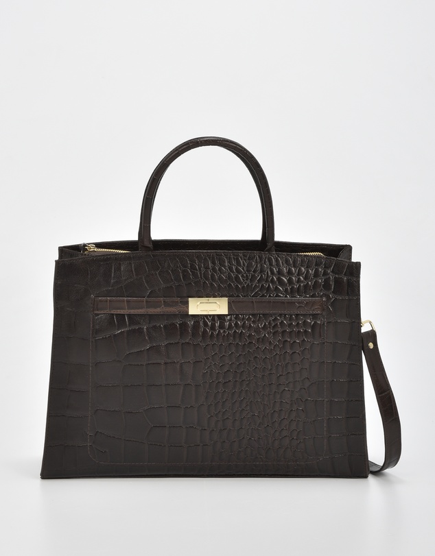 Cobb & Co - Toorak Leather Croc Business Bag Tote