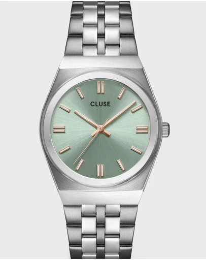 Cluse - Retro 70's Sage Green/Silver Link