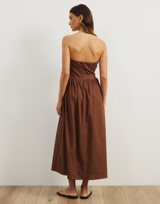 Atmos&Here - Laura Strapless Linen Blend Midi Dress