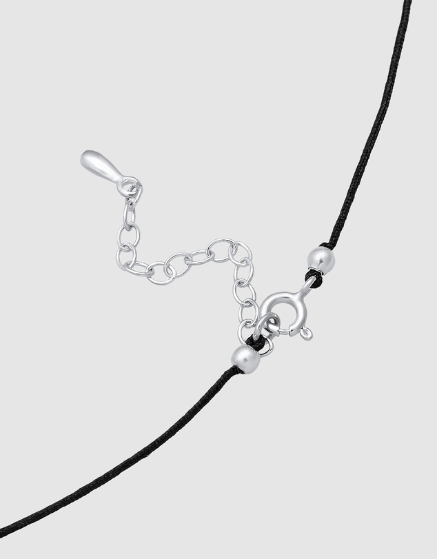 Elli Jewelry - Black Crystal Nylon Choker Necklace in 925 Silver