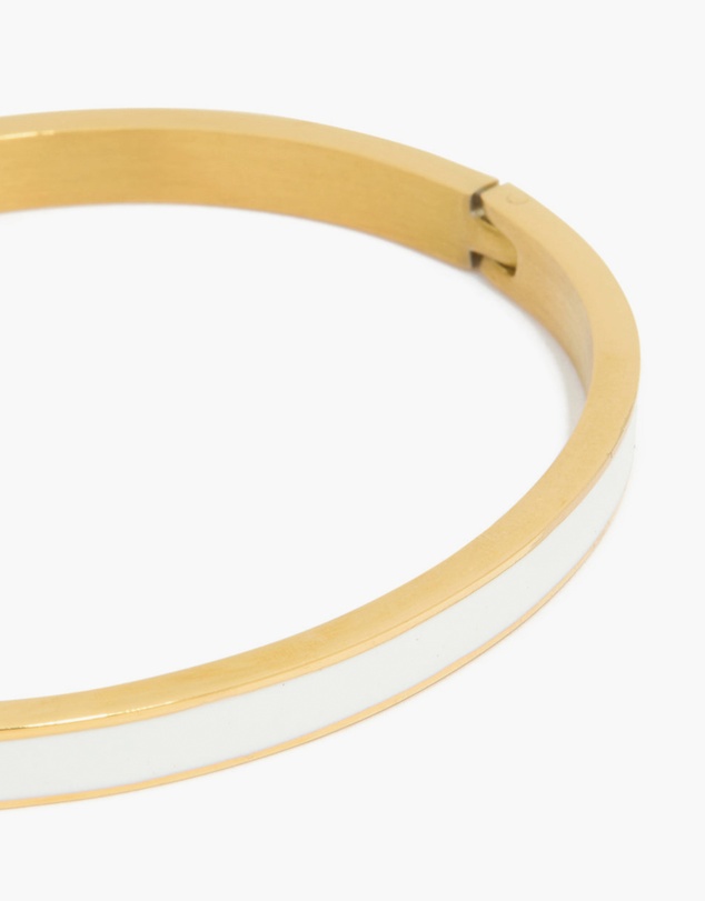 Lovisa - Waterproof Gold Plated Stainless Steel Thick White Enamel Thick Hinged Bangle