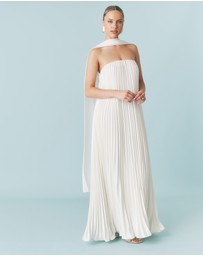 Six Stories - Pleated Satin Bandeau Maxi Dress